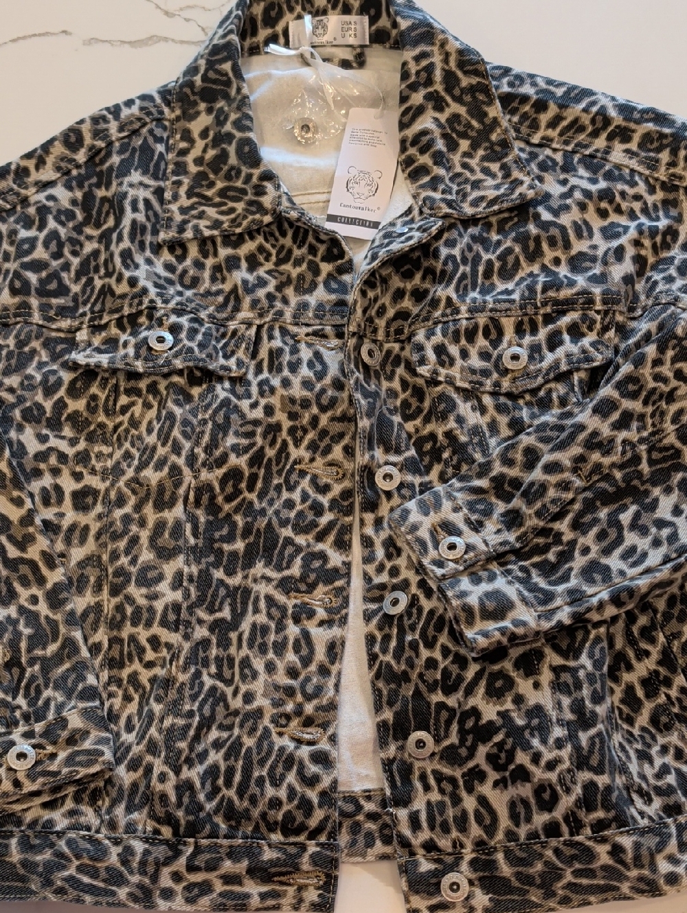 Leopard Print Denim Jacket - Women's Animal Print Jacket